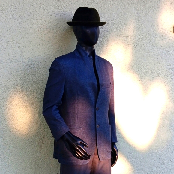 Q by Flynt Blazer Men's "Booth" (2) Button Navy Gray Unrestricted Luxury Blazer - Picture 5 of 16